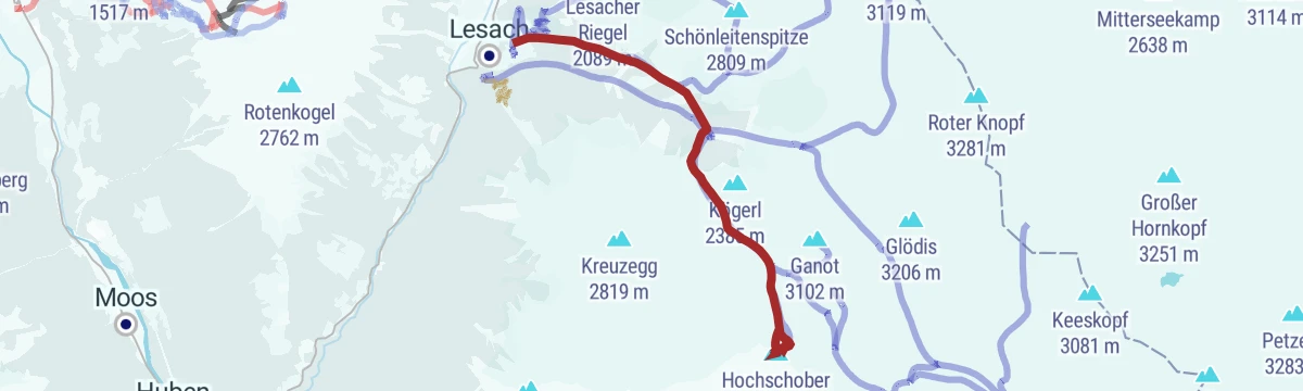 Route map: Skitour Hochschober 3.242m